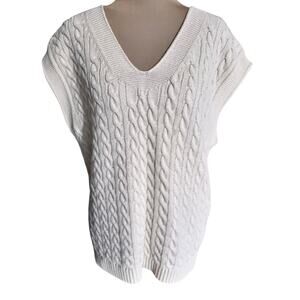 Long Tall Sally Cotton Blend Cable Knit Tennis Sweater Vest Preppy Pickleball